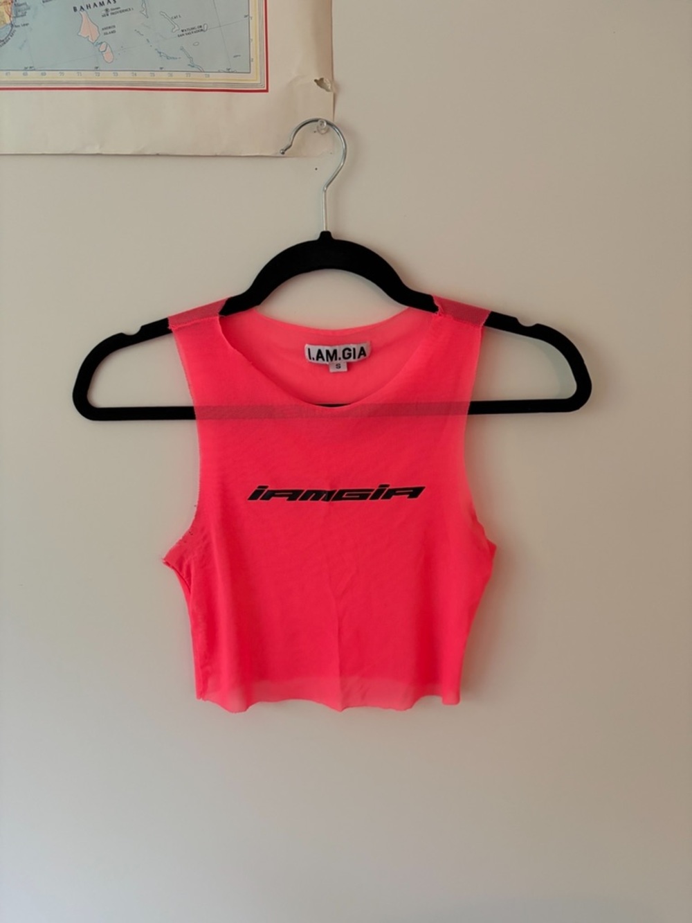 I.AM.GIA Hot Pink Logo Crop Tank Top